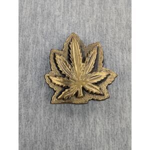 Vintage Leaf Shaped Gold Brass Metal Novelty Belt Buckle Mens